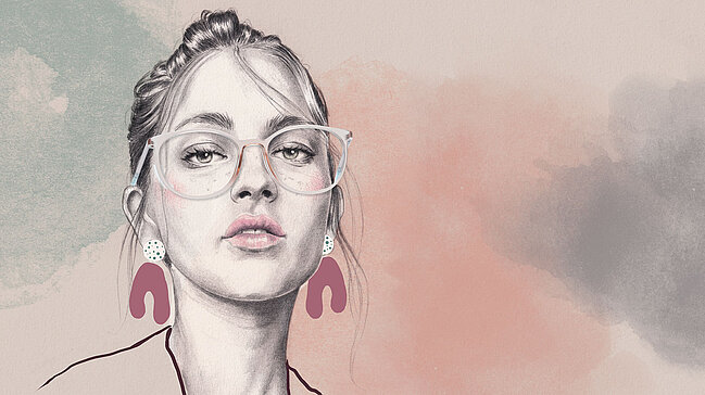 Illustration einer Frau mit Brille