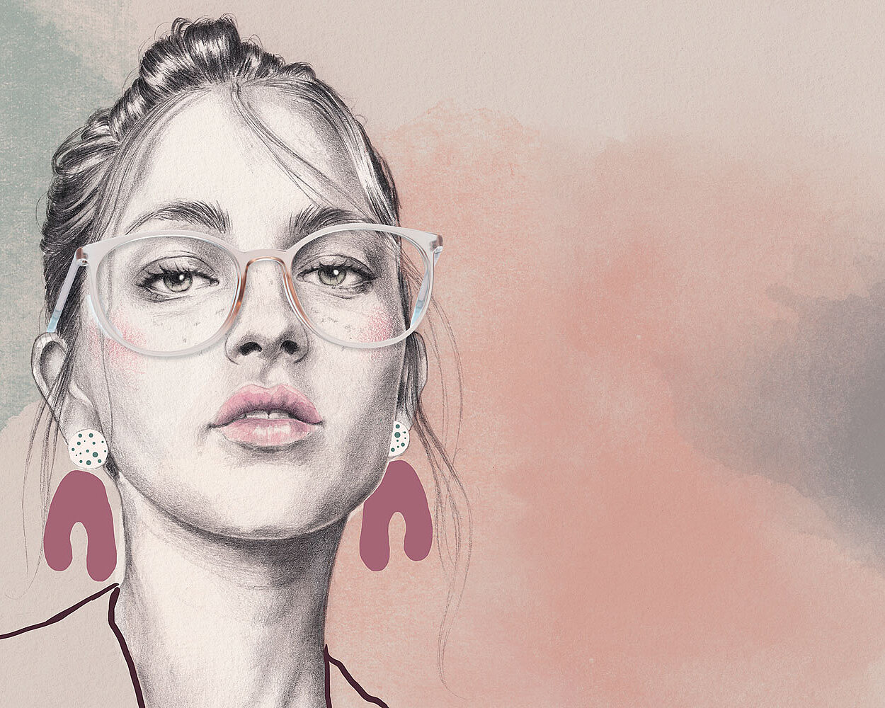 Illustriertes Bild einer Frau mit Brille