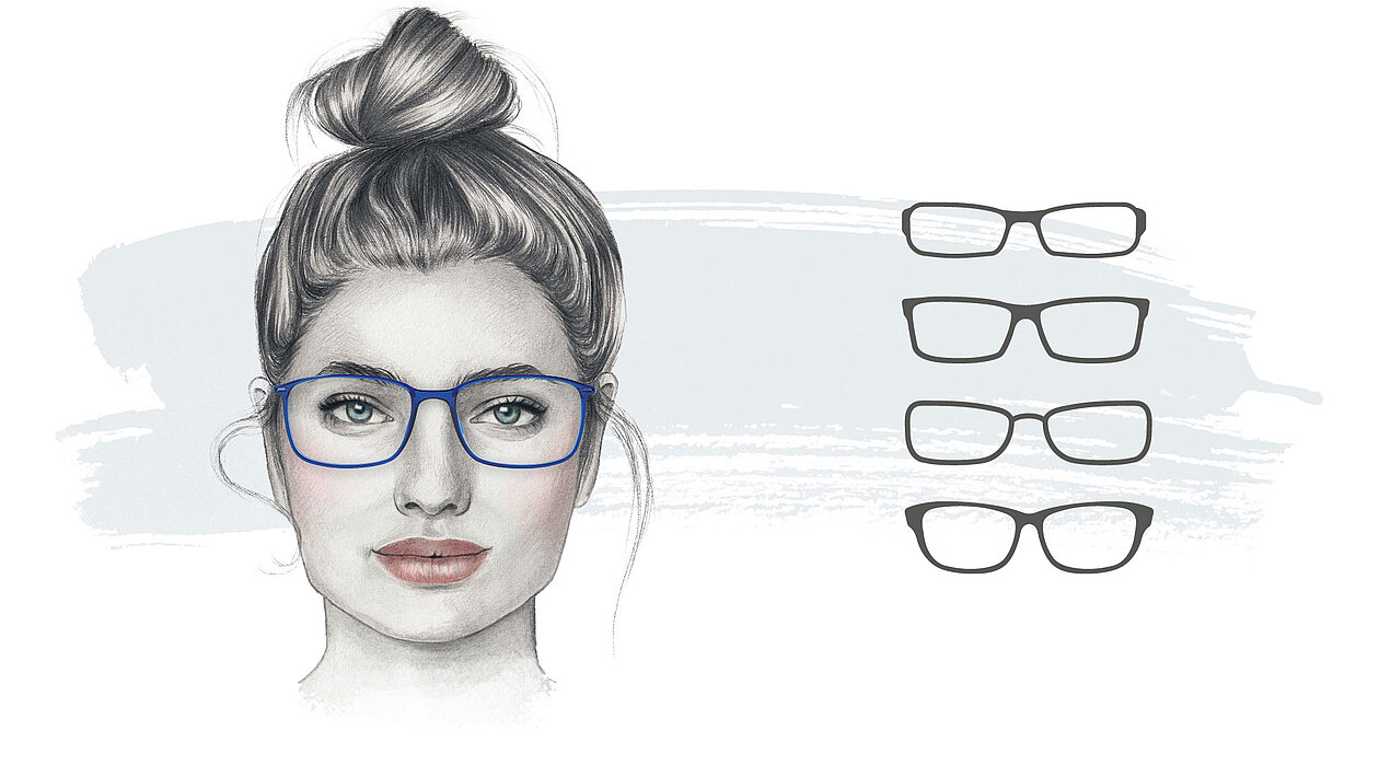 Illustriertes Bild einer Frau mit rundem Gesicht mit Brille